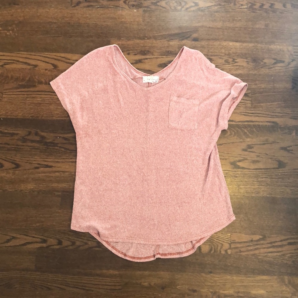 Pink Rose Pink Soft Knit T-Shirt, Size L
